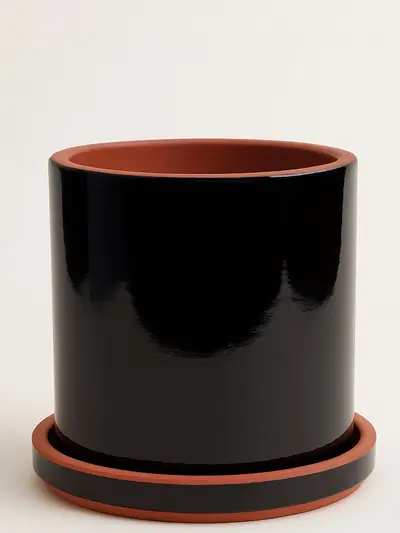 Siyah Sırlı Silindir Ø12cm